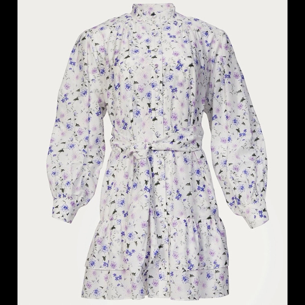 The Kooples Floral Print Cotton Silk Shirt Dress - Picture 3 of 7